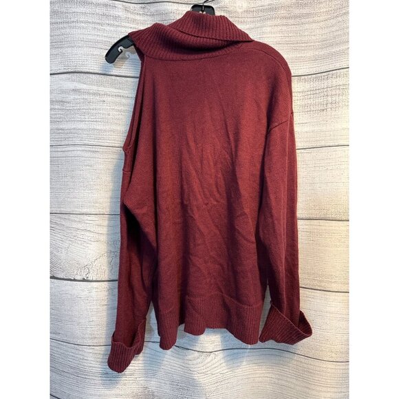 1.State Burgundy Cold Shoulder Turtleneck Sweater Size L - Picture 4 of 4